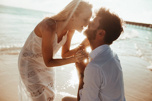 Romantic moments on a beach holiday