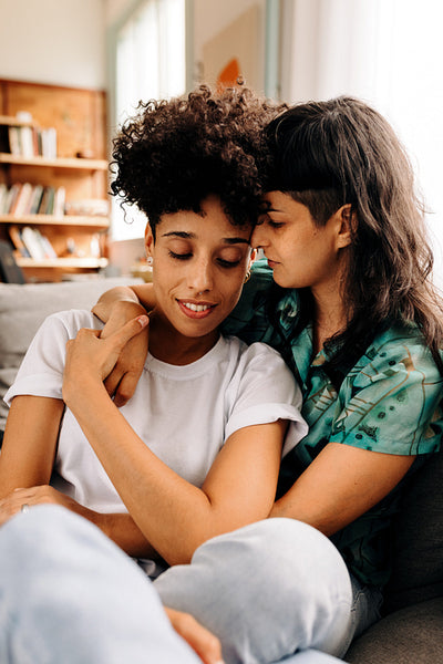 Queer couple bonding fondly