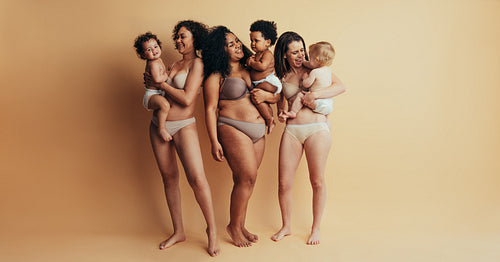 Group of mothers with babies on mothers day