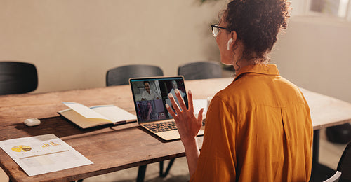Businesswoman planning work on a zoom meeting