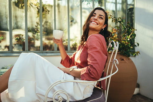 Woman enjoying her weekend getaway
