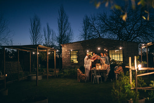 Friends enjoying party with drinks