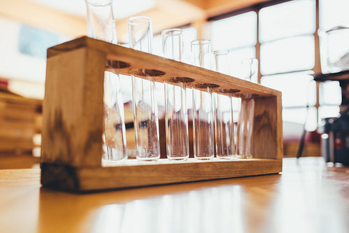 Empty test tubes in chemistry lab