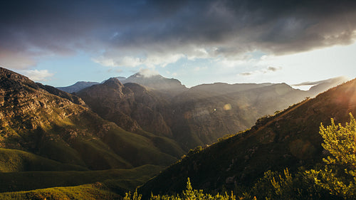 Mountains and cloudy sky sunset