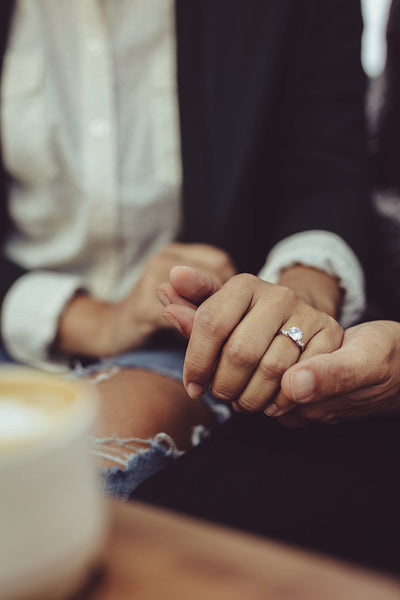 Loving couple sitting at coffee shop