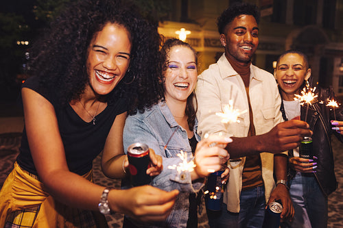 Celebrating the new year with sparklers