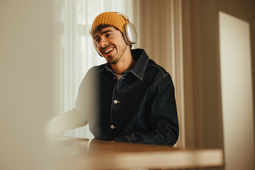Creative professional working at desk in home office