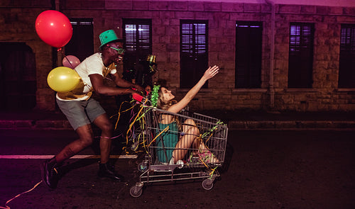 Friends celebrating St.Patrick's day at night