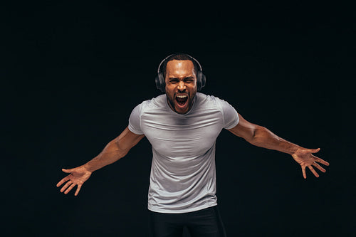 Muscular man shouting