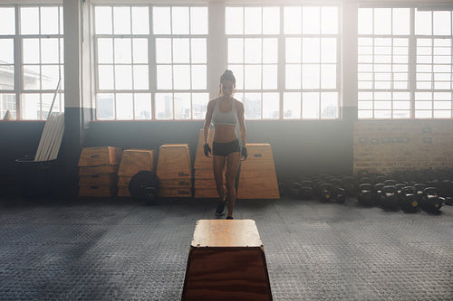 Fitness woman about to start her crossfit workout