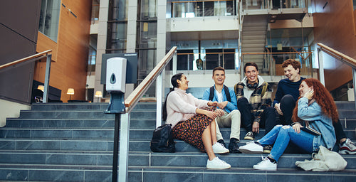 Students hanging out in college