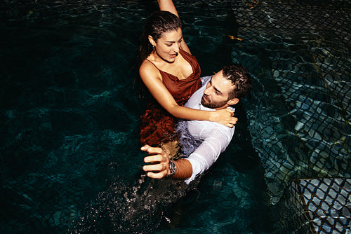 Cheering in the swimming pool
