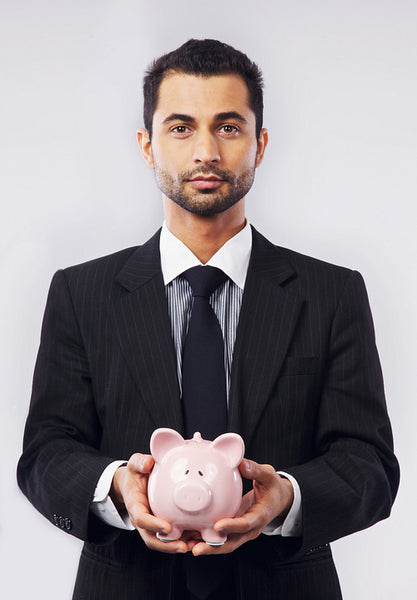 Businessman and His Piggy Bank
