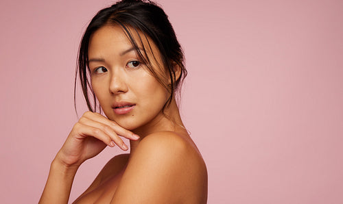 Natural beauty on pink background