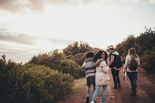 Friends hiking in nature