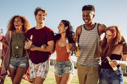 Friends having fun together outdoors