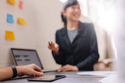 Young man hand with digital tablet on table