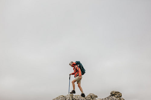 woman on an adventurous hiking trip