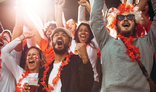 English soccer fans celebrating a victory