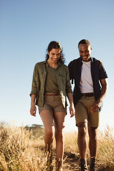 Hiking couple on a country trail