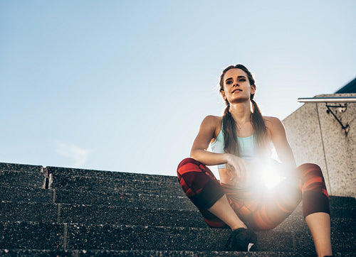Woman taking break after workout