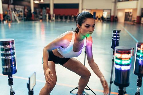 Woman doing hand eye reaction training