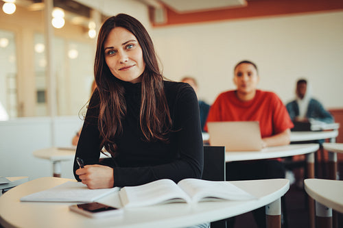 Student in university classroom
