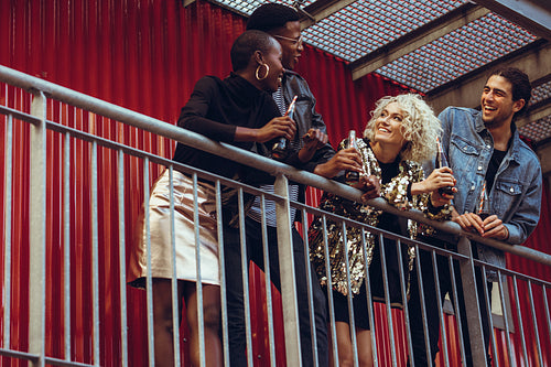 Multi-ethnic friends socializing