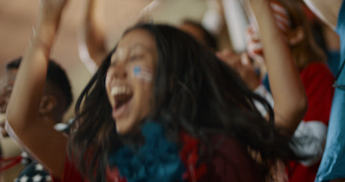 American soccer fan celebrating championship win