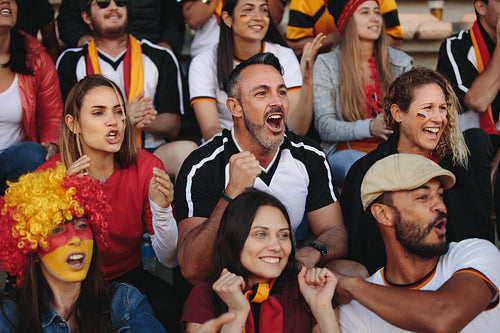 German football fans cheer for their team