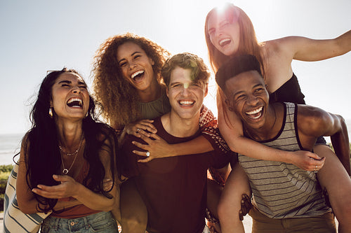 Carefree friends enjoying weekend together