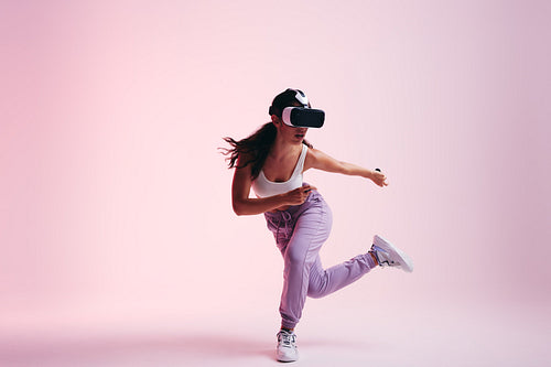 Woman exploring the metaverse
