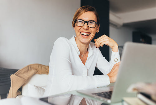 Business woman at her desk