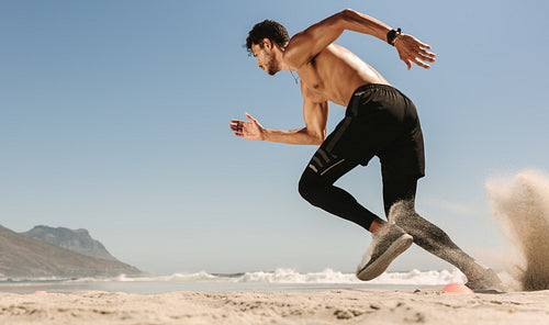 Man running on the beach