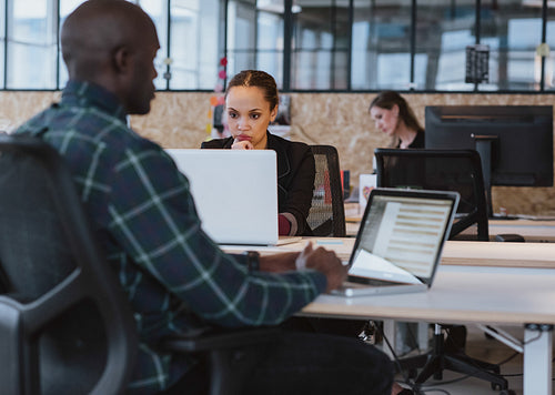 Young african woman at work