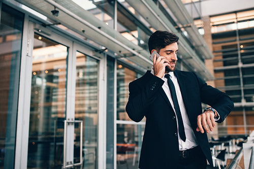 Handsome businessman at airport waiting lounge