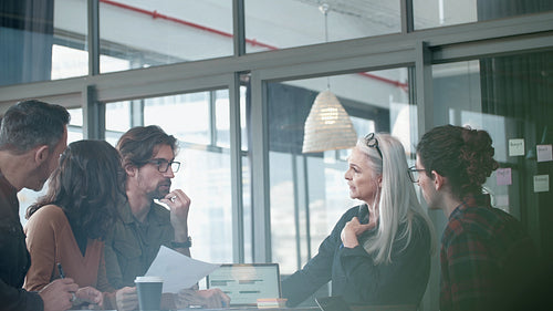 Businessman putting forward great suggestions in meeting
