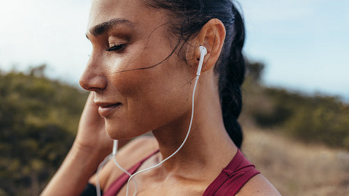 Athlete before her morning run outdoors