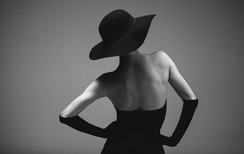 Retro styled woman in black and white