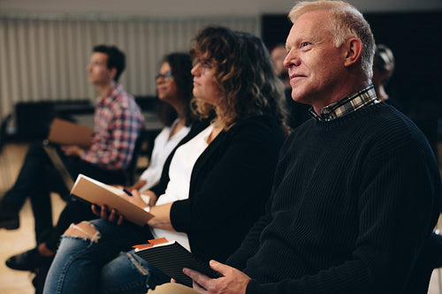 Business professionals attending a corporate workshop