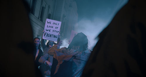 Protestors protesting against security forces