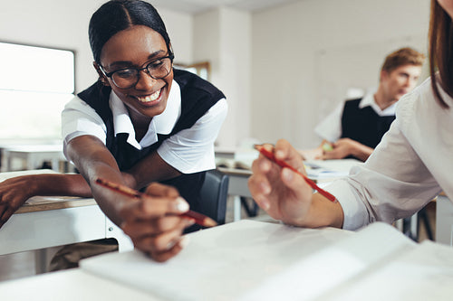 Studying together in school