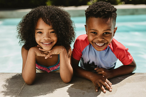 Cute children in pool