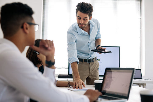 Entrepreneur making a presentation at work