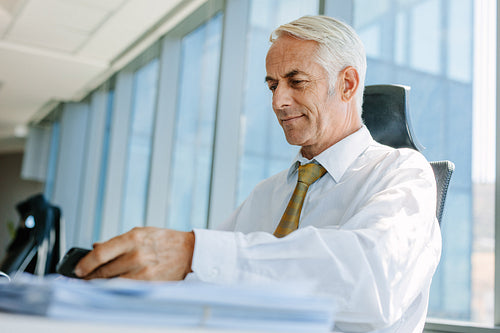 Senior manager sitting at his desk and working