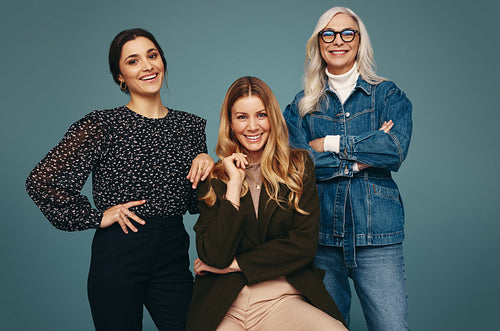Cheerful group of women smiling at the camera