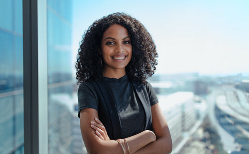 Portrait of a smiling young businesswoman.