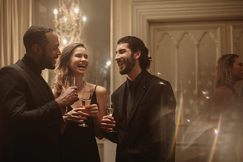 Group of friends having a great time at party