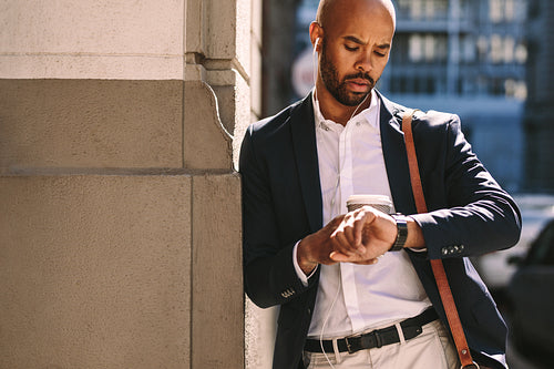 Businessman waiting outdoors