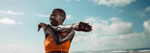 Female Runner: Stretching and Fitness Exercise for Effective Running Training